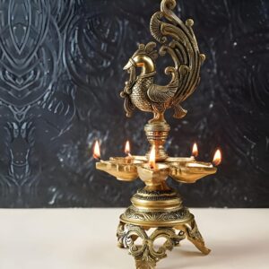 5 Wick Peacock Diya