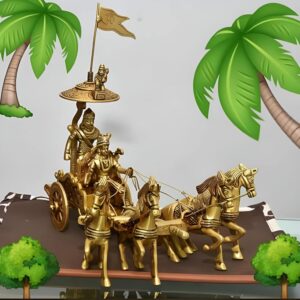 Brass Krishna Arjun Rath Idol Statue